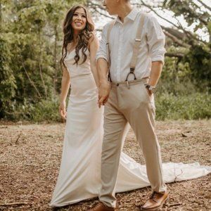 White Simple Satin Wedding Gown